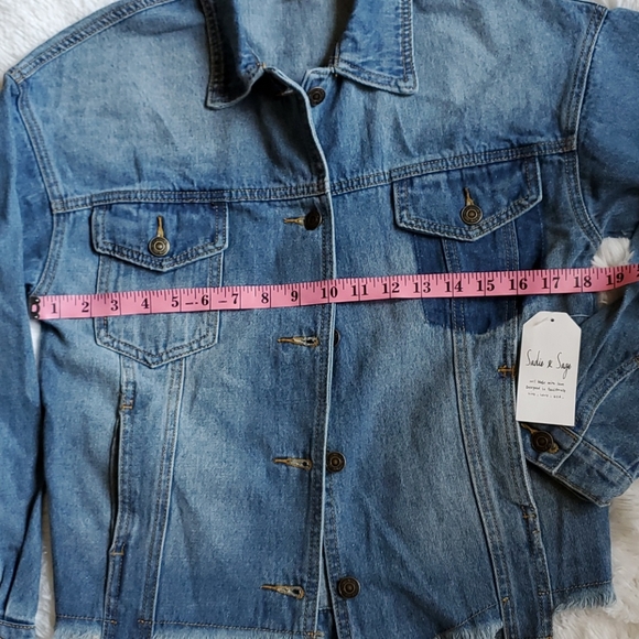 Sadie and sage denim peace sign trucker jacket - Picture 11 of 14